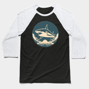 Shark Illustration, Love Sharks Baseball T-Shirt