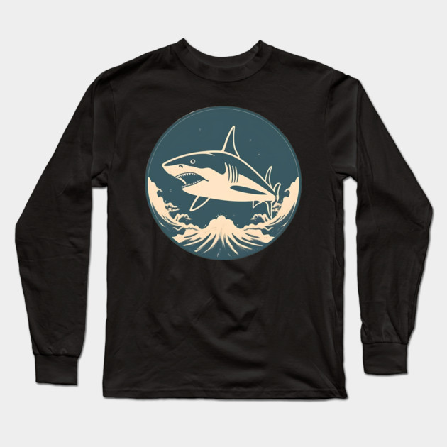 Shark Illustration, Love Sharks Long Sleeve T-Shirt by logiamerch