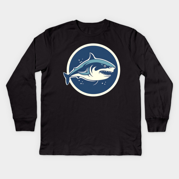 Shark Illustration, Love Sharks Kids Long Sleeve T-Shirt by logiamerch