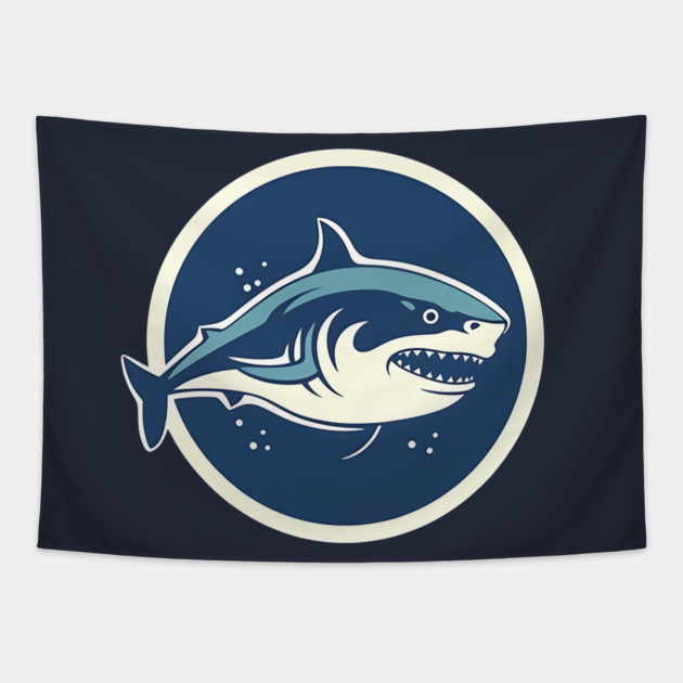 Shark Illustration, Love Sharks Tapestry by logiamerch