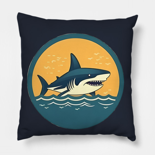 Shark Illustration, Love Sharks Pillow by logiamerch