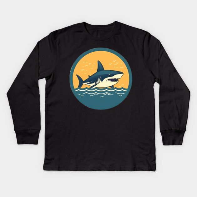 Shark Illustration, Love Sharks Kids Long Sleeve T-Shirt by logiamerch