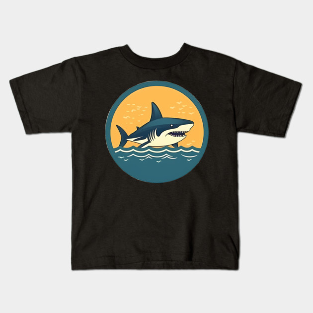 Shark Illustration, Love Sharks Kids T-Shirt by logiamerch