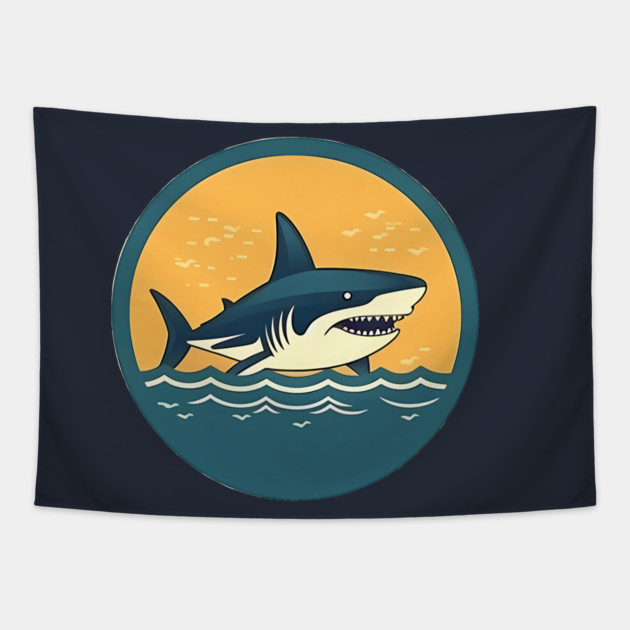 Shark Illustration, Love Sharks Tapestry by logiamerch