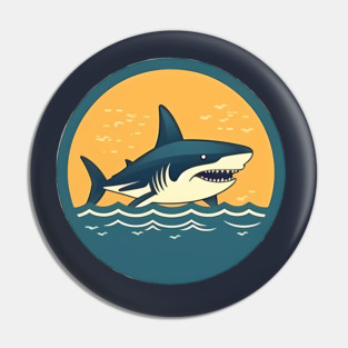 Shark Illustration, Love Sharks Pin