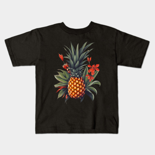 Simple Tropical Pineapple, Love Fruits Kids T-Shirt by logiamerch