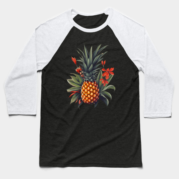 Simple Tropical Pineapple, Love Fruits Baseball T-Shirt by logiamerch