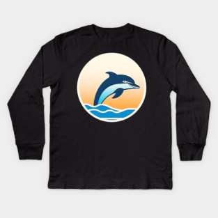 Minimal Dolphin Art, Love Dolphins Kids Long Sleeve T-Shirt
