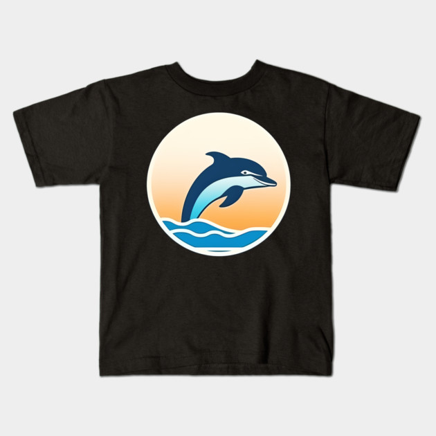 Minimal Dolphin Art, Love Dolphins Kids T-Shirt by logiamerch