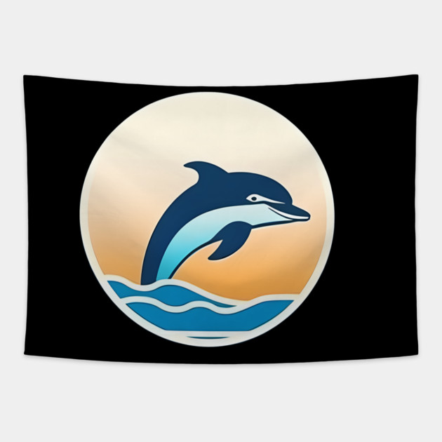 Minimal Dolphin Art, Love Dolphins Tapestry by logiamerch