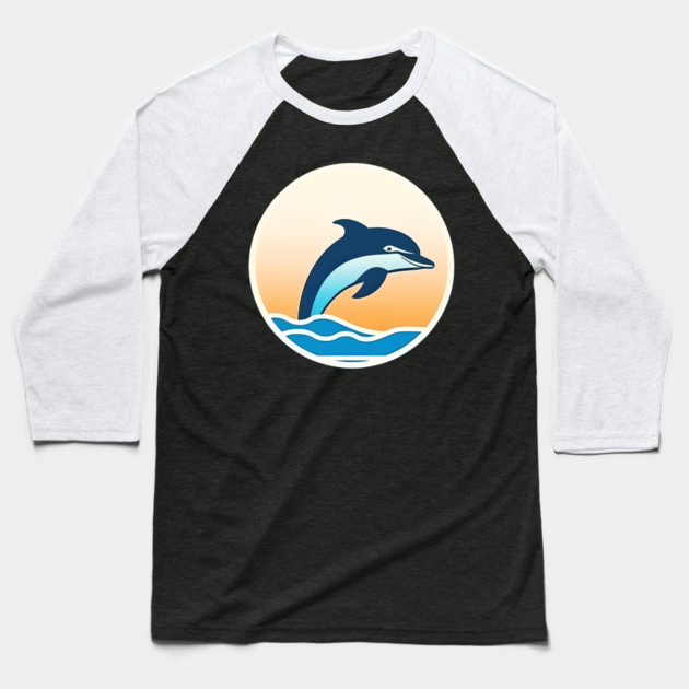 Minimal Dolphin Art, Love Dolphins Baseball T-Shirt by logiamerch