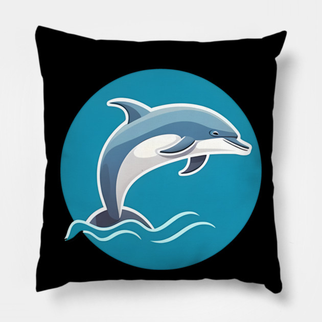 Minimal Dolphin Art, Love Dolphins Pillow by logiamerch