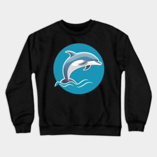 Minimal Dolphin Art, Love Dolphins Crewneck Sweatshirt