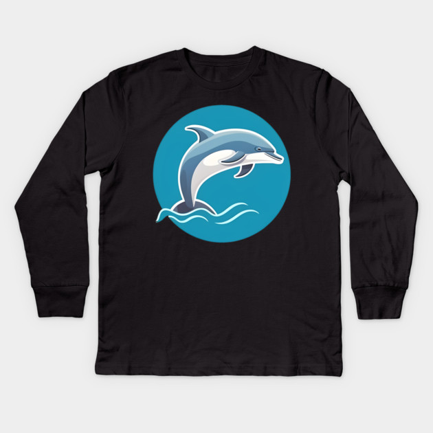 Minimal Dolphin Art, Love Dolphins Kids Long Sleeve T-Shirt by logiamerch