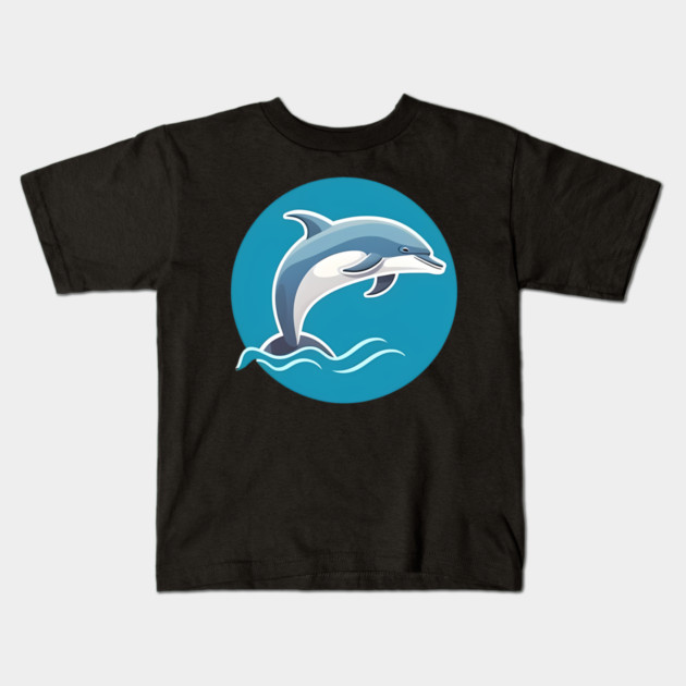 Minimal Dolphin Art, Love Dolphins Kids T-Shirt by logiamerch
