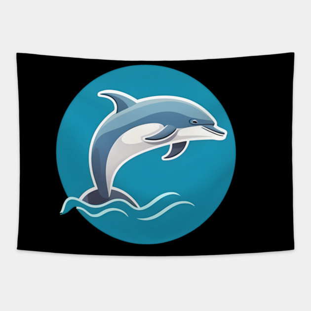 Minimal Dolphin Art, Love Dolphins Tapestry by logiamerch