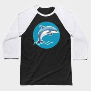 Minimal Dolphin Art, Love Dolphins Baseball T-Shirt