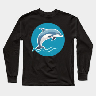 Minimal Dolphin Art, Love Dolphins Long Sleeve T-Shirt