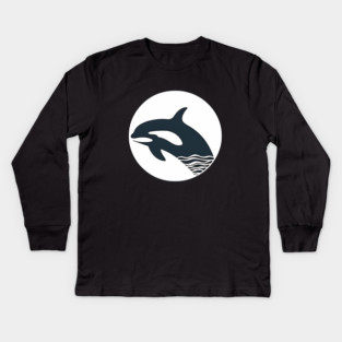 Minimal Orca, Love Orcas Kids Long Sleeve T-Shirt