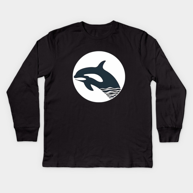 Minimal Orca, Love Orcas Kids Long Sleeve T-Shirt by logiamerch