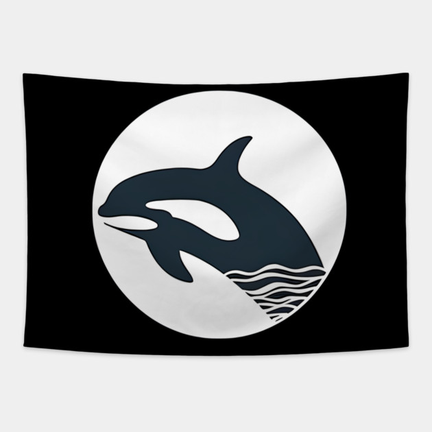 Minimal Orca, Love Orcas Tapestry by logiamerch
