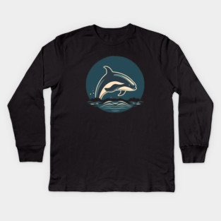 Minimal Orca, Love Orcas Kids Long Sleeve T-Shirt