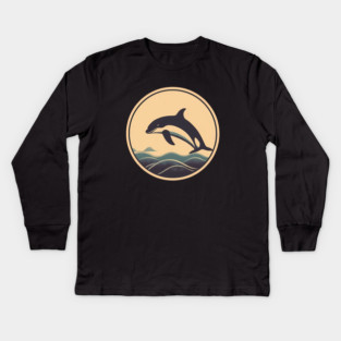 Minimal Orca, Love Orcas Kids Long Sleeve T-Shirt
