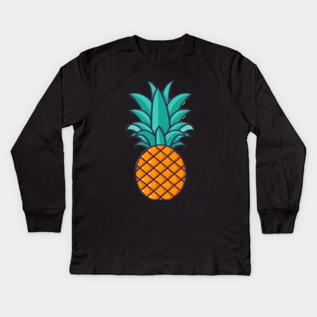 Simple Pineapple, Love Fruits Kids Long Sleeve T-Shirt by logiamerch