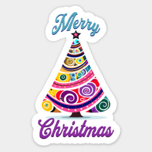 Merry Christmas Abstract Tree design Sticker