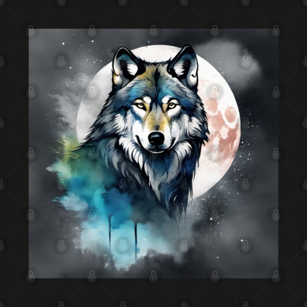 Timber Wolf in Watercolor and Charcoal by BirdsnStuff