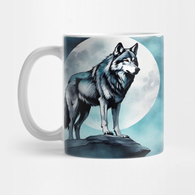 Timber Wolf in Watercolor and Charcoal by BirdsnStuff