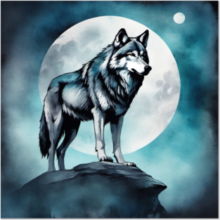 Timber Wolf in Watercolor and Charcoal Posters and Art