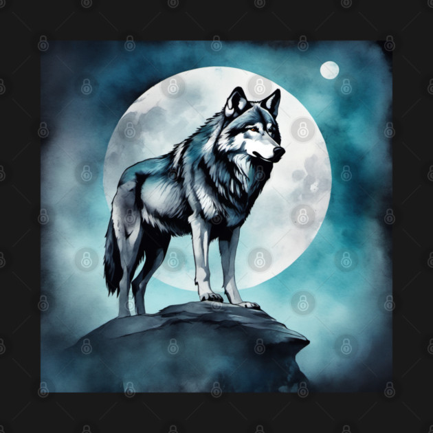 Timber Wolf in Watercolor and Charcoal by BirdsnStuff