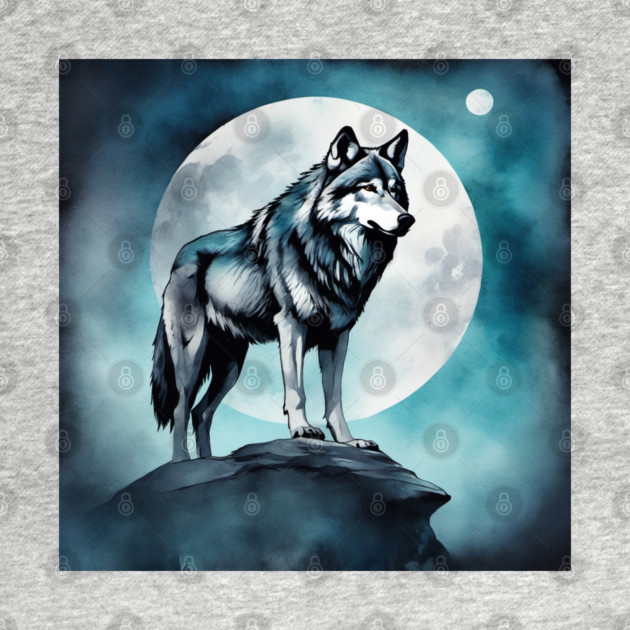 Timber Wolf in Watercolor and Charcoal by BirdsnStuff