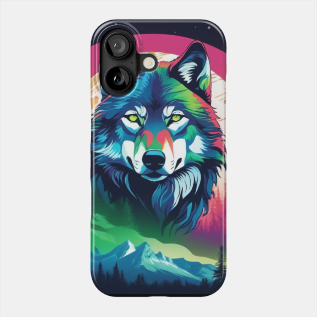 Timber Wolf in Watercolor and Charcoal Color Phone Case by BirdsnStuff
