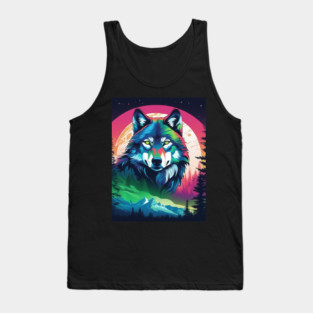 Timber Wolf in Watercolor and Charcoal Color Tank Top