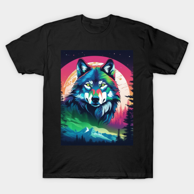 Timber Wolf in Watercolor and Charcoal Color T-Shirt by BirdsnStuff