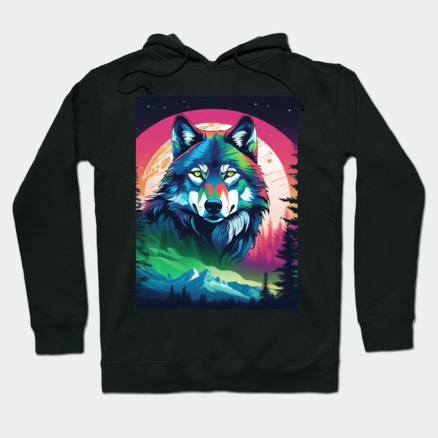 Timber Wolf in Watercolor and Charcoal Color Hoodie by BirdsnStuff