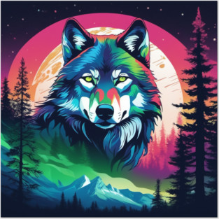 Timber Wolf in Watercolor and Charcoal Color Posters and Art