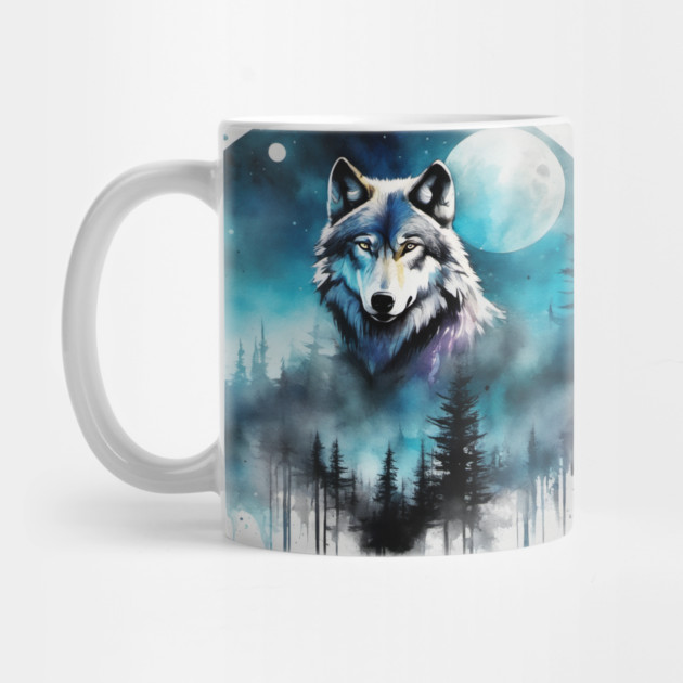 Timber Wolf in Watercolor and Charcoal by BirdsnStuff