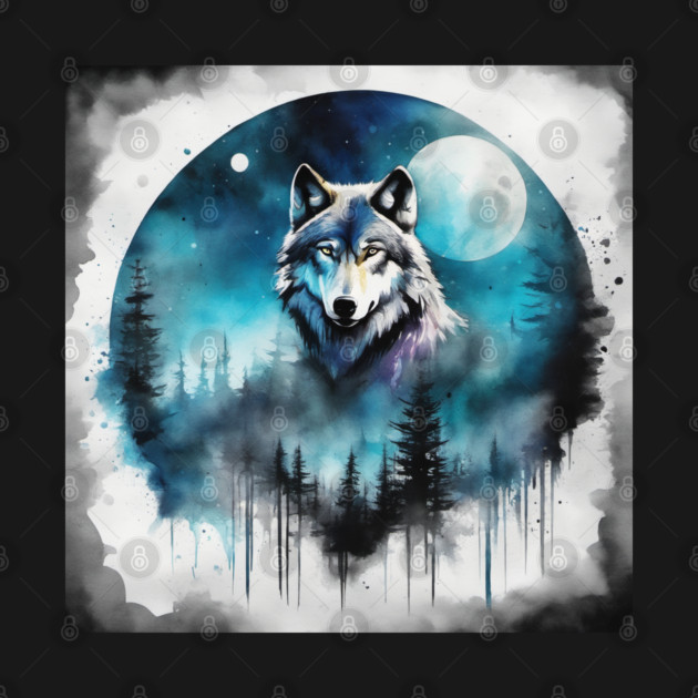 Timber Wolf in Watercolor and Charcoal by BirdsnStuff