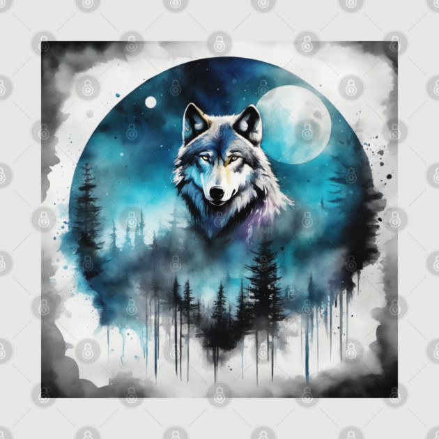 Timber Wolf in Watercolor and Charcoal by BirdsnStuff