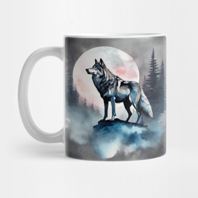 Timber Wolf in Watercolor and Charcoal by BirdsnStuff