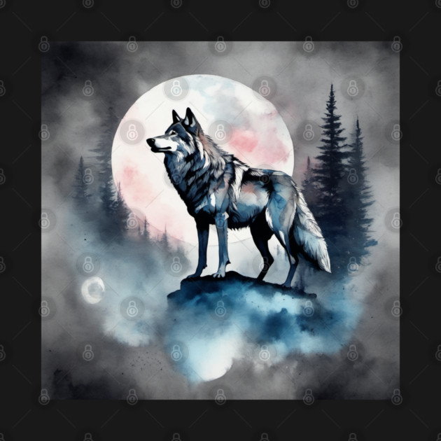 Timber Wolf in Watercolor and Charcoal by BirdsnStuff