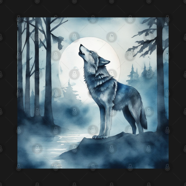 Timber Wolf in Watercolor and Charcoal by BirdsnStuff