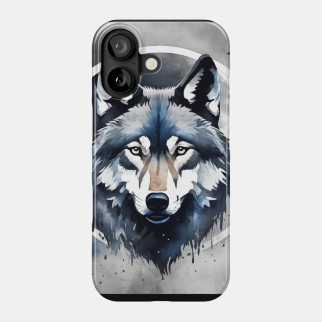 Timber Wolf in Watercolor and Charcoal Phone Case by BirdsnStuff