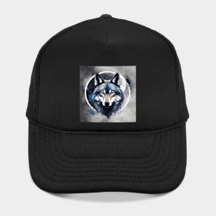 Timber Wolf in Watercolor and Charcoal Hat