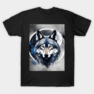 Timber Wolf in Watercolor and Charcoal T-Shirt