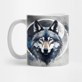 Timber Wolf in Watercolor and Charcoal Mug