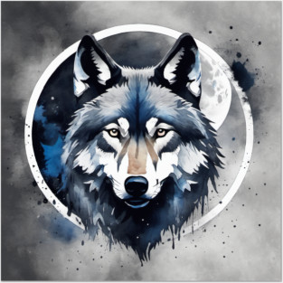 Timber Wolf in Watercolor and Charcoal Posters and Art